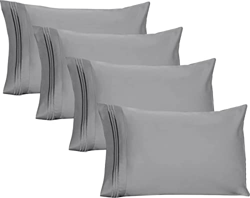 Premium Queen Size Embroidered Pillow Cases Set of 4