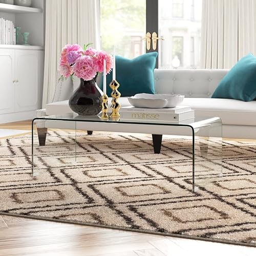 Premium Tempered Glass Coffee Table,Clear Coffee Table, Small Modern Coffee Table for Living Room,Match Well with Rug (39.4x19.7x13.8)