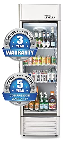PremiumLevella Merchandiser Refrigerator - Beverage Display Cooler - 12.5 cu ft - Silver