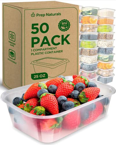 PrepNaturals 50 Pack of BPA-free Plastic Food Containers