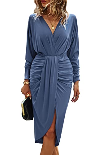 PRETTYGARDEN Women's Ruched Wrap Dress