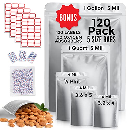 ShieldPro 5 Gallon Zip Seal Mylar Bags and Oxygen Absorber Long Term Food  Storage Kit