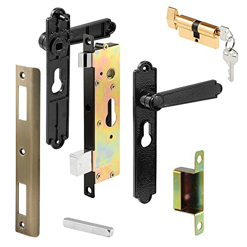 PRIME-LINE Security Door Key-Locking Handle Set, 6-3/4 Inch, Black