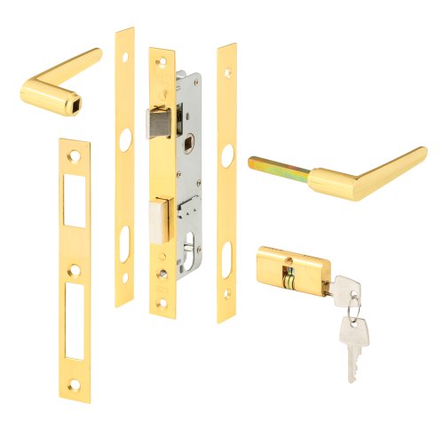 Prime-Line K 5130 Storm Door Mortise Lock, Brass Finish, 5 Pin Tumbler (Single Pack)