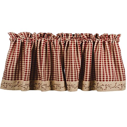 Primitive Home Decors Berry Vine Check Valance