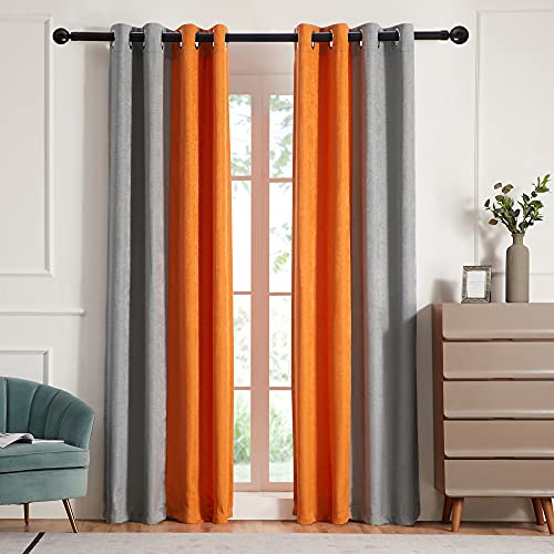 PRIMROSE Ombre Grey Orange Insulated Curtains 63 inch Long
