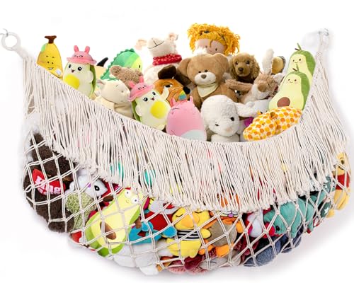 PrimZooty Cream Stuffed Animal Hammock - Toy Storage Organizer