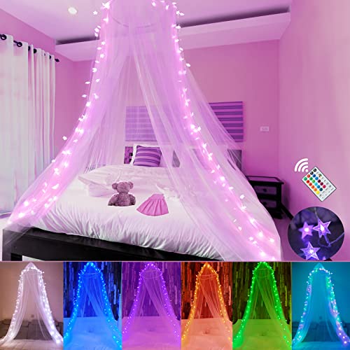 Princess Bed Canopy with LED Star Lights