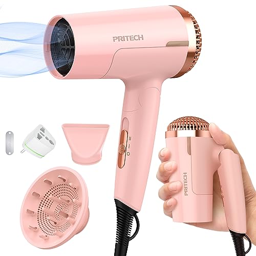PRITECH Travel Hair Dryer with Diffuser