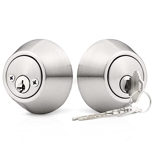 Probrico Satin Nickel Double Cylinder Deadbolt - Enhanced Security for Your Doors