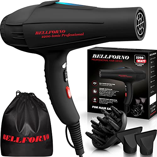 Negative Ionic Hair Dryer for Curly Hair with Upgraded Technology by BELLFORNO