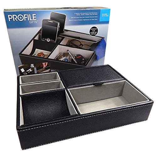 Profile Gifts® Black Leatherette Valet Tray