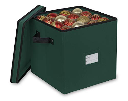 ProPik 4 Tier Christmas Ornament Storage Box, Holds Up to 64 Balls, Green