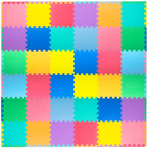 ProsourceFit Puzzle Solid Foam Play Mat for Kids - 36 tiles with edges