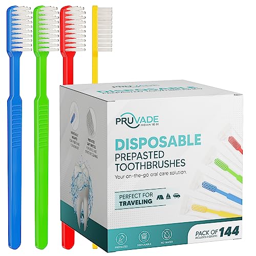 PRUVADE 100 Pack Disposable Toothbrushes with Toothpaste Built In