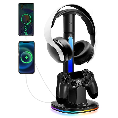 PS4 Controller Charger with RGB Headphone Stand