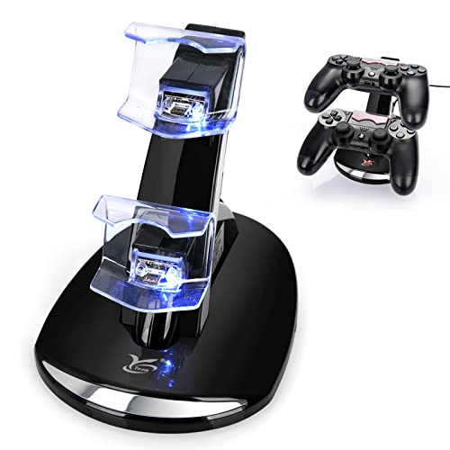 PS4 Controller Charger, Y Team Dual USB PS4 Charging Dock Station with Protection Chip LED Indicator, 2 Hrs Fast Safe Charging PS4 Charger for Playstation 4/PS4 Pro/PS4 Slim