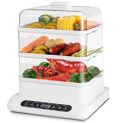 3-Tier 16QT Electric Vegetable Steamer with Appointment and Timer