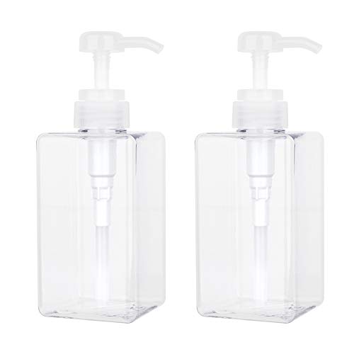 Refillable 15oz/450ml Pump Bottle for Shampoo/Body Wash, 2 Pack Clear