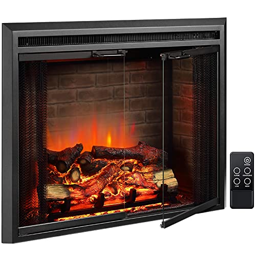 PuraFlame Klaus Electric Fireplace Insert - 33" Wide, 25" High, Black