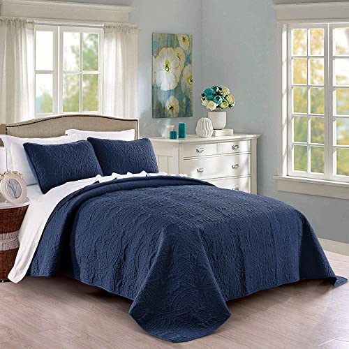 Pure Bedding Quilt Set - Oversized Bedspread - Soft Microfiber Lightweight Coverlet - 3 Piece
