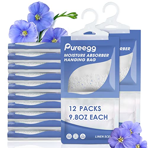 Pureegg Hanging Moisture Absorber - 12 Pack, Fresh Linen Scent