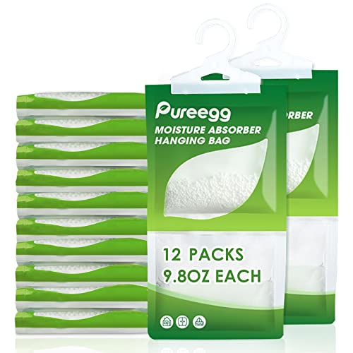 Pureegg 12-Pack Hanging Moisture Absorbers - Fragrance-Free Dehumidifier Bags