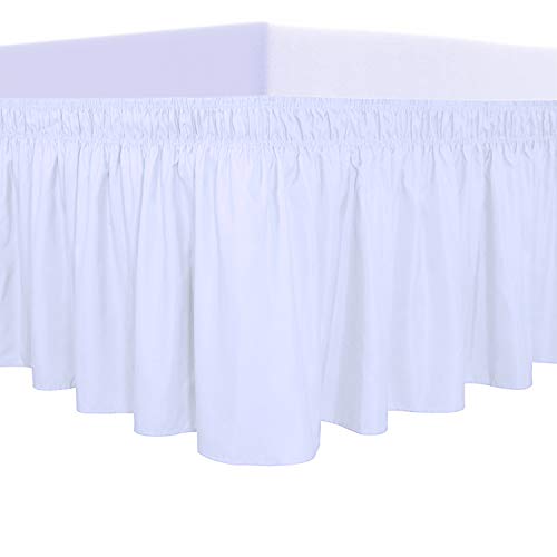 PureFit Adjustable Elastic Bed Skirt - 14 Inch Drop, White, Twin/Full XL