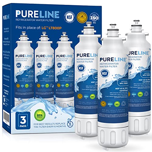 3 Pack PURELINE LT800P Refrigerator Water Filter for LG and Kenmore