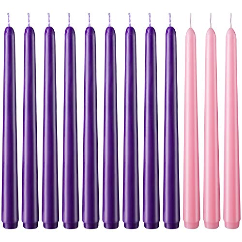 Purple and Pink Taper Advent Candles Set