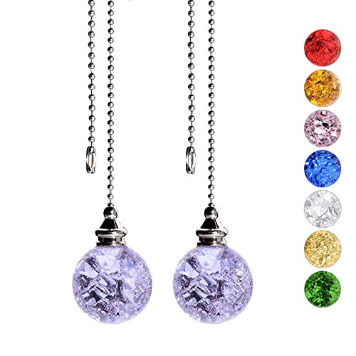 Purple Ceiling Fan Pull Chain with Crystal Ball Ornaments