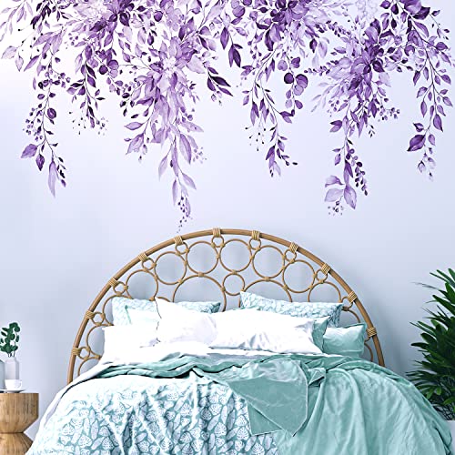Purple Plants Leaves Wall Decals Peel and Stick