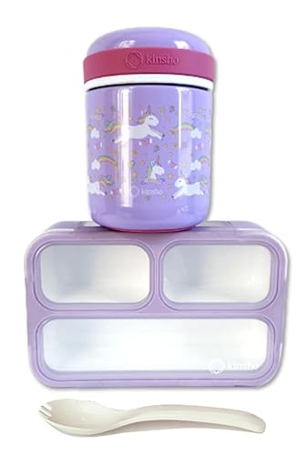 Purple Unicorn Kids Lunch Box with Thermos