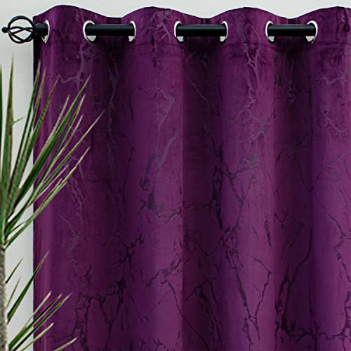 Purple Velvet Curtains 84 inches Long 2 Panels Set