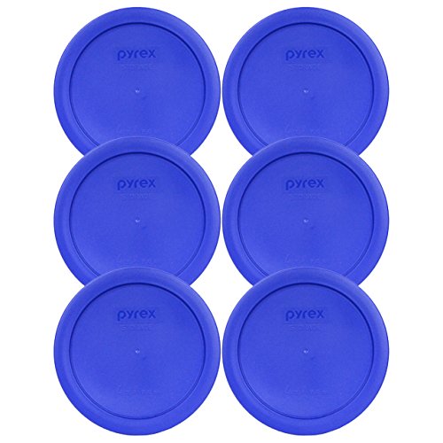 Pyrex 7201 4-Cup Round Glass Storage Dish w/ Blue Squares and 7201-PC Lid  Cover