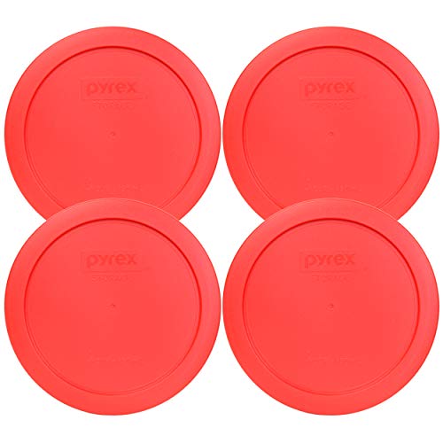Pyrex 7201-PC Round Red 6.5" 4 Cup Lid, 4 Pack