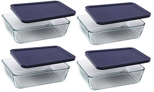Pyrex 7211 Rectangle Glass Food Storage Containers - 4 Pack
