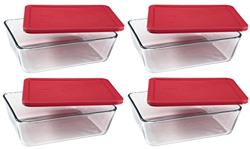PYREX Containers Simply Store 6-cup Rectangular Glass Food Storage (Pack of 4)