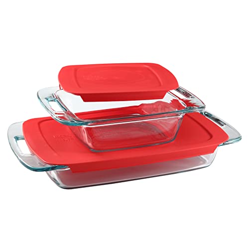 4-Piece Pyrex Easy Grab Glass Baking Dish Set with Lids