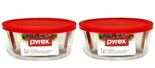 Pyrex Pack of 2 Containers with Red Plastic Cover