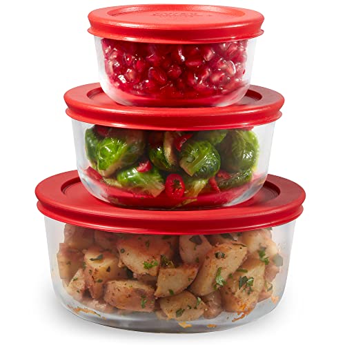 Pyrex Large Glass Food Storage Containers Set with BPA-Free Lids