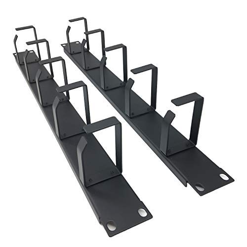 QiaoYoubang 1U 5 D-Ring Cable Manager - 19 Inch Rack Mount Wire Management