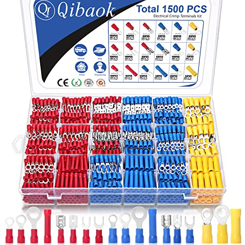 Qibaok 1500 Piece Insulated Wire Connectors & Terminals Kit