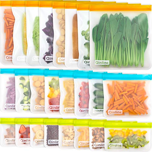 SPLF 18 Pack BPA FREE Reusable Storage Bags (6 Reusable Gallon Freezer  Bags, 6 Reusable Sandwich Bags, 6 Reusable Snack Bags), Extra Thick Food  Bags