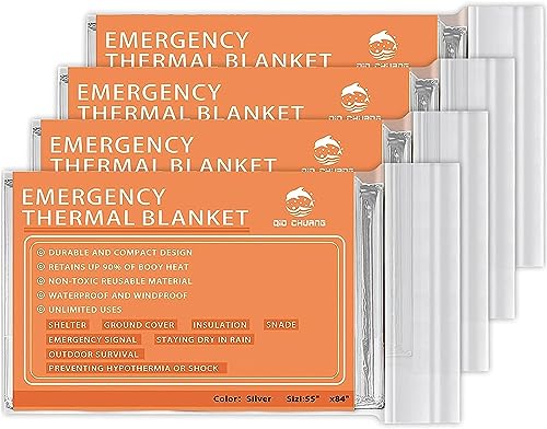 QIO CHUANG Emergency Mylar Thermal Blankets -Space Blanket Survival kit Camping Blanket