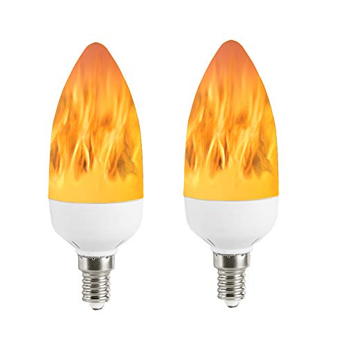 qlee E12 LED Flame Bulb 3W Warm White Chandelier Light 2 Modes (2 Pack)