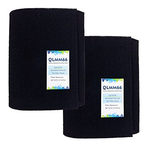 QLMM66 Carbon Fabric Filter 16" x 48" x 0.12" (2Pack) Replacement Activated Charcoal Hepa AC Vent Filter Carbon Air Pre Filter Fabric Sheet Carbon Pad