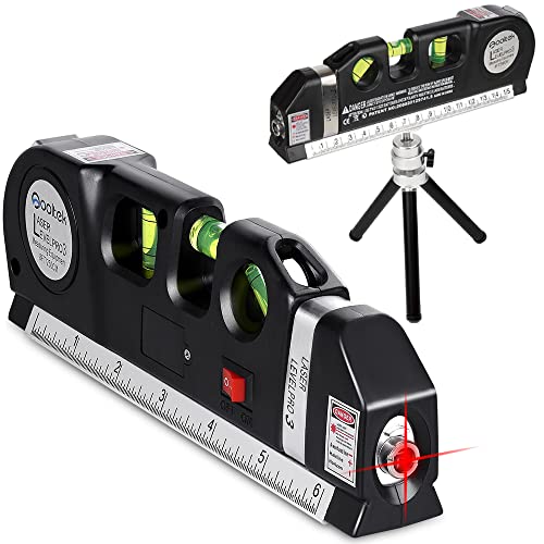 Qooltek Laser Level with Tape Measure and Metal Tripod Stand