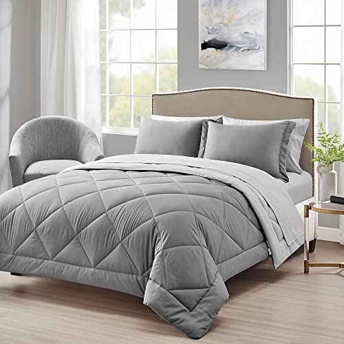 Queen Comforter Set - Dark Grey and Light Grey