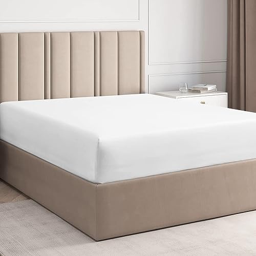 Hotel Luxury Cooling White Single Bed Fitted Sheet by CGK Unlimited